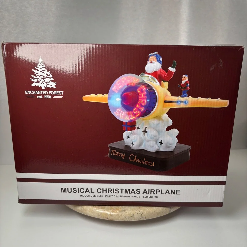 Enchanted Forest Musical Christmas Airplane Santa LED Lights Plays Songs‎